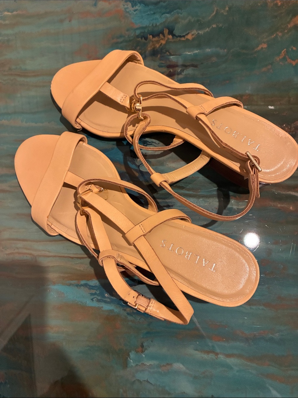 Talbots Nude/Tan Strappy Sandals with Ankle Strap